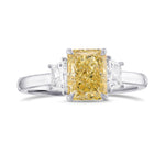 Fancy Yellow Radiant and Trapezoid 3 Stone Diamond Ring