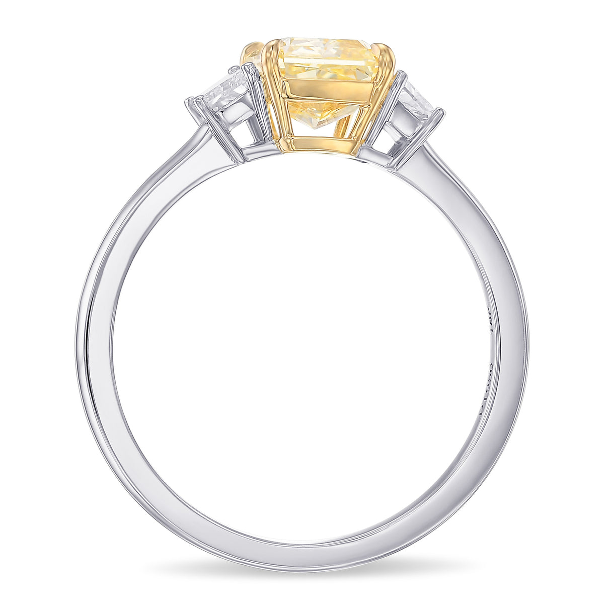 Fancy Yellow Radiant and Trapezoid 3 Stone Diamond Ring