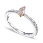 Fancy Light Pinkish Purple Pear Solitaire & Pave Diamond Ring 