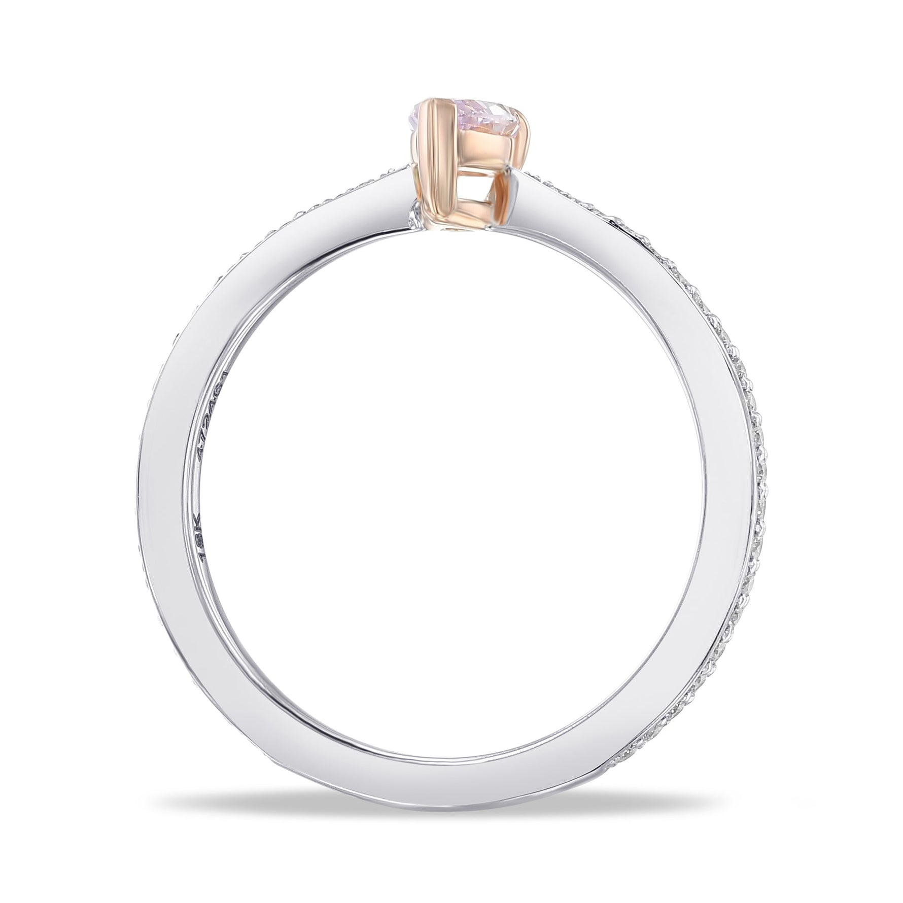 Fancy Light Pinkish Purple Pear Solitaire & Pave Diamond Ring 