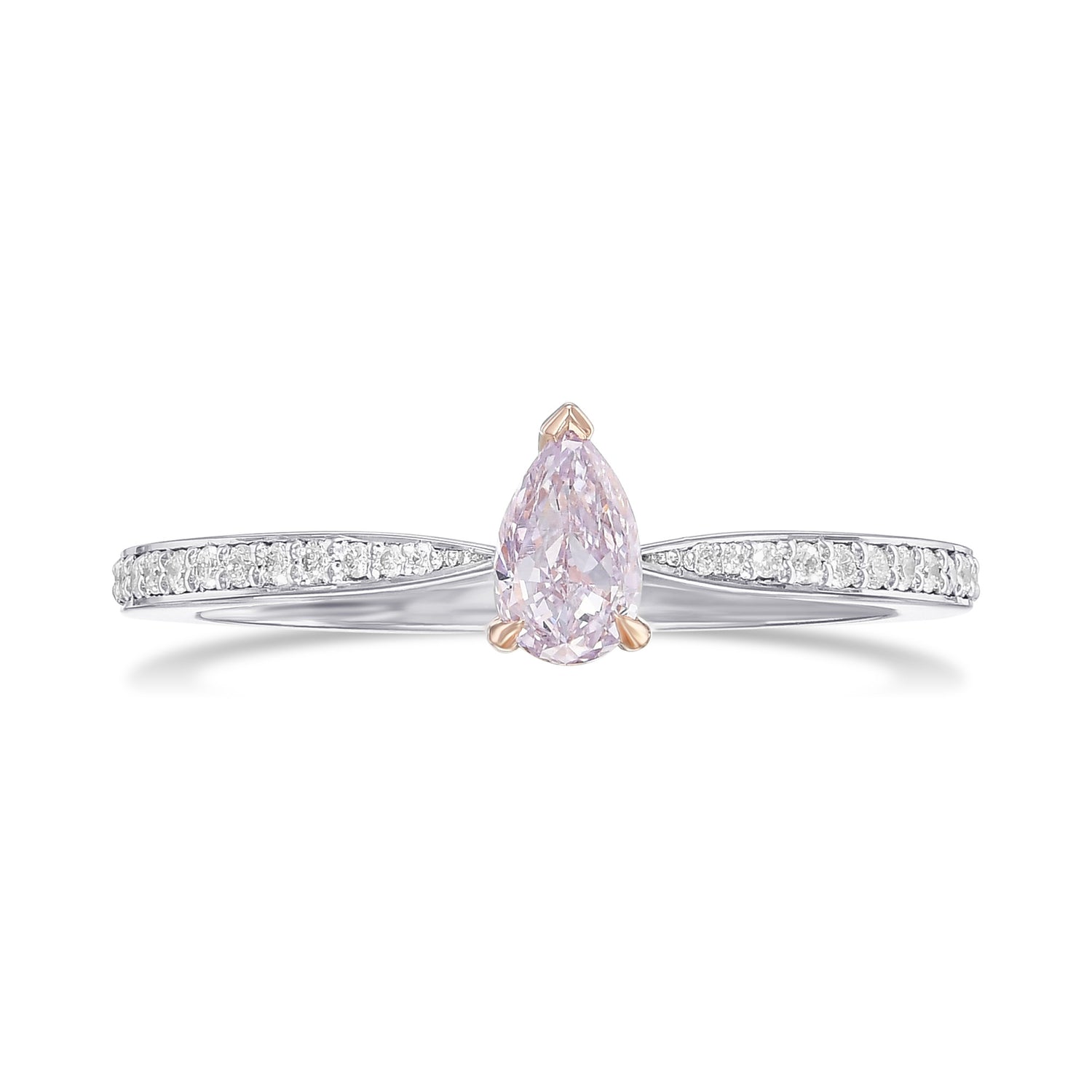 Fancy Light Pinkish Purple Pear Solitaire & Pave Diamond Ring 