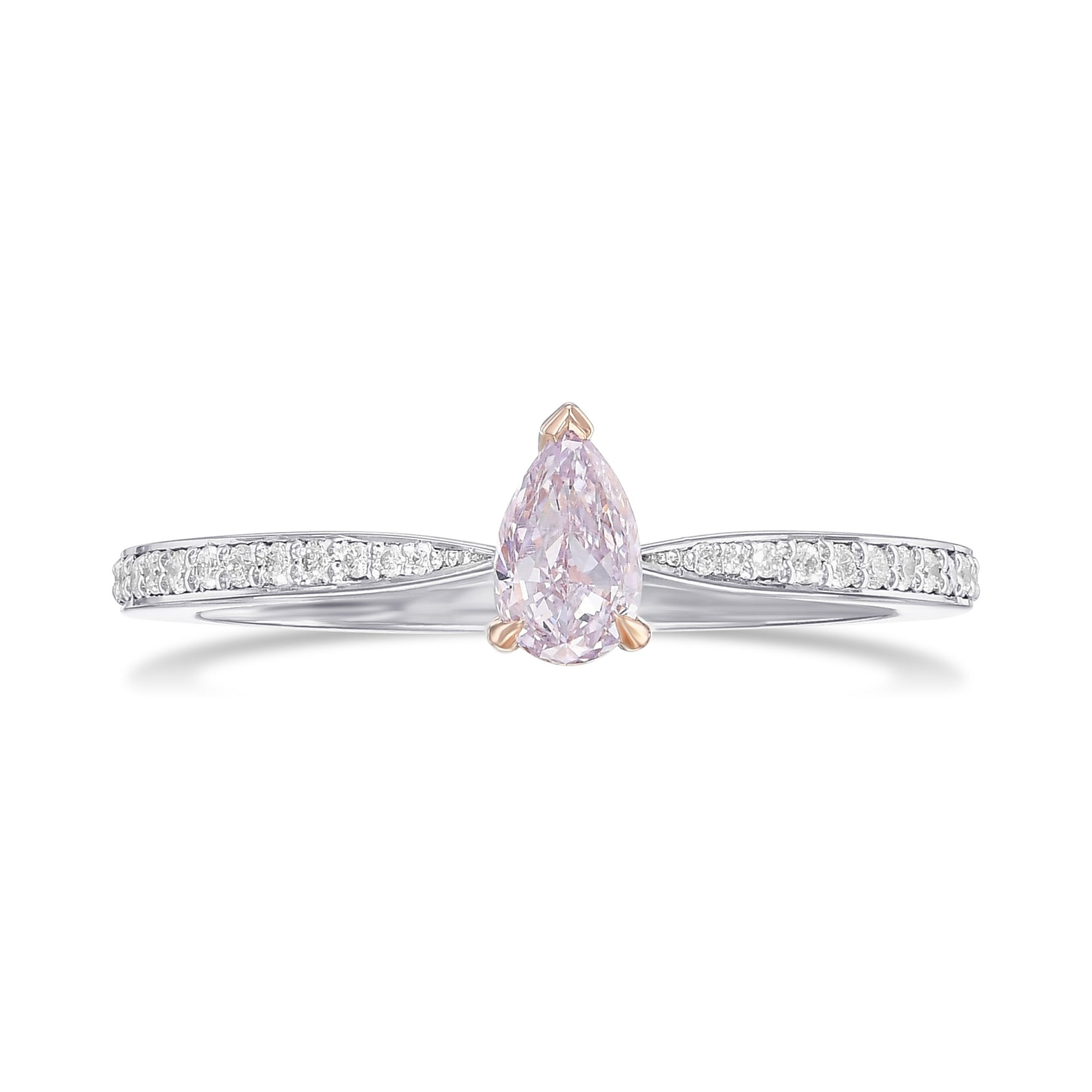 Fancy Light Pinkish Purple Pear Solitaire & Pave Diamond Ring 