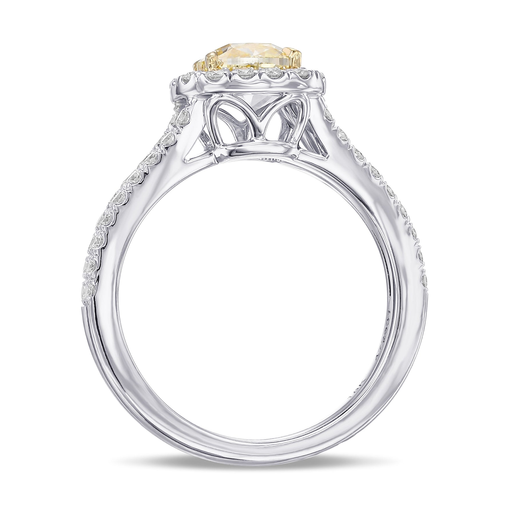 Fancy Yellow Cushion Halo Diamond Ring