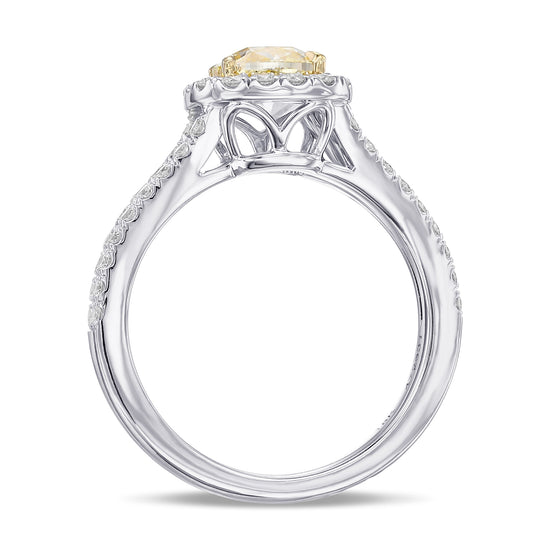 Fancy Yellow Cushion Halo Diamond Ring