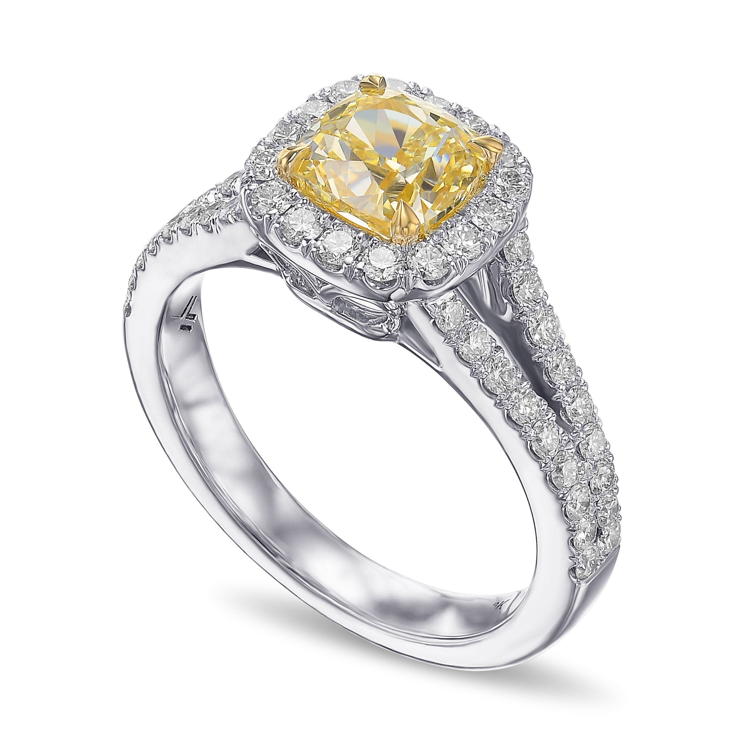 Fancy Yellow Cushion Halo Diamond Ring