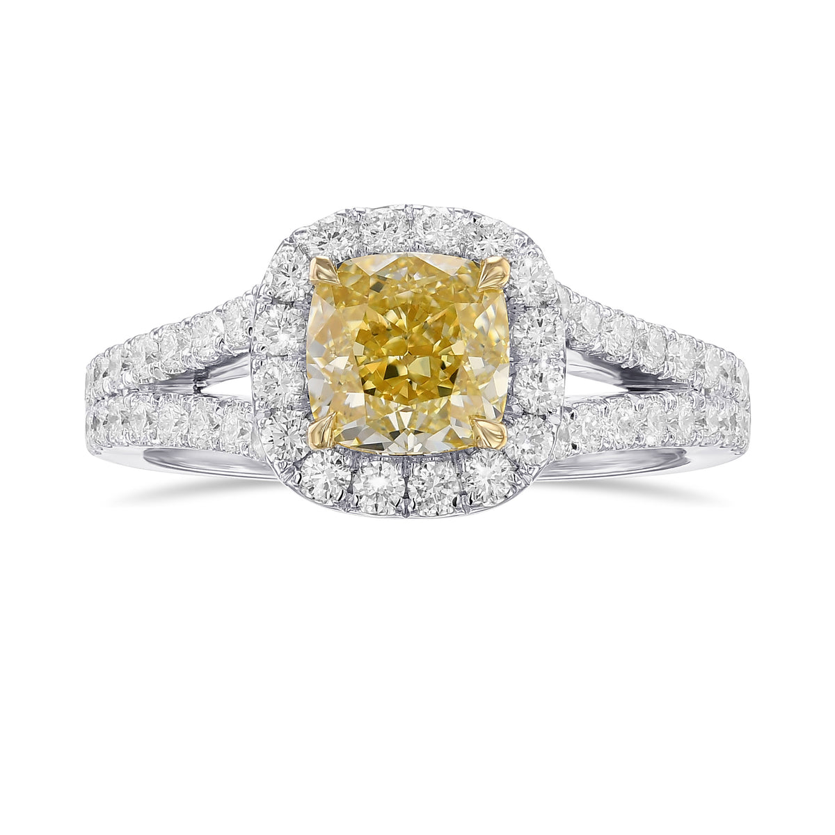 Fancy Yellow Cushion Halo Diamond Ring