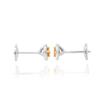 Fancy Vivid Orange Yellow & White Millgrain Pave Diamond Earrings 