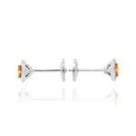 Fancy Vivid Orange Yellow & White Millgrain Pave Diamond Earrings 