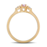 Fancy Intense Purplish Pink Oval and Round 3-stone Diamond Ring