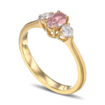 Fancy Intense Purplish Pink Oval and Round 3-stone Diamond Ring