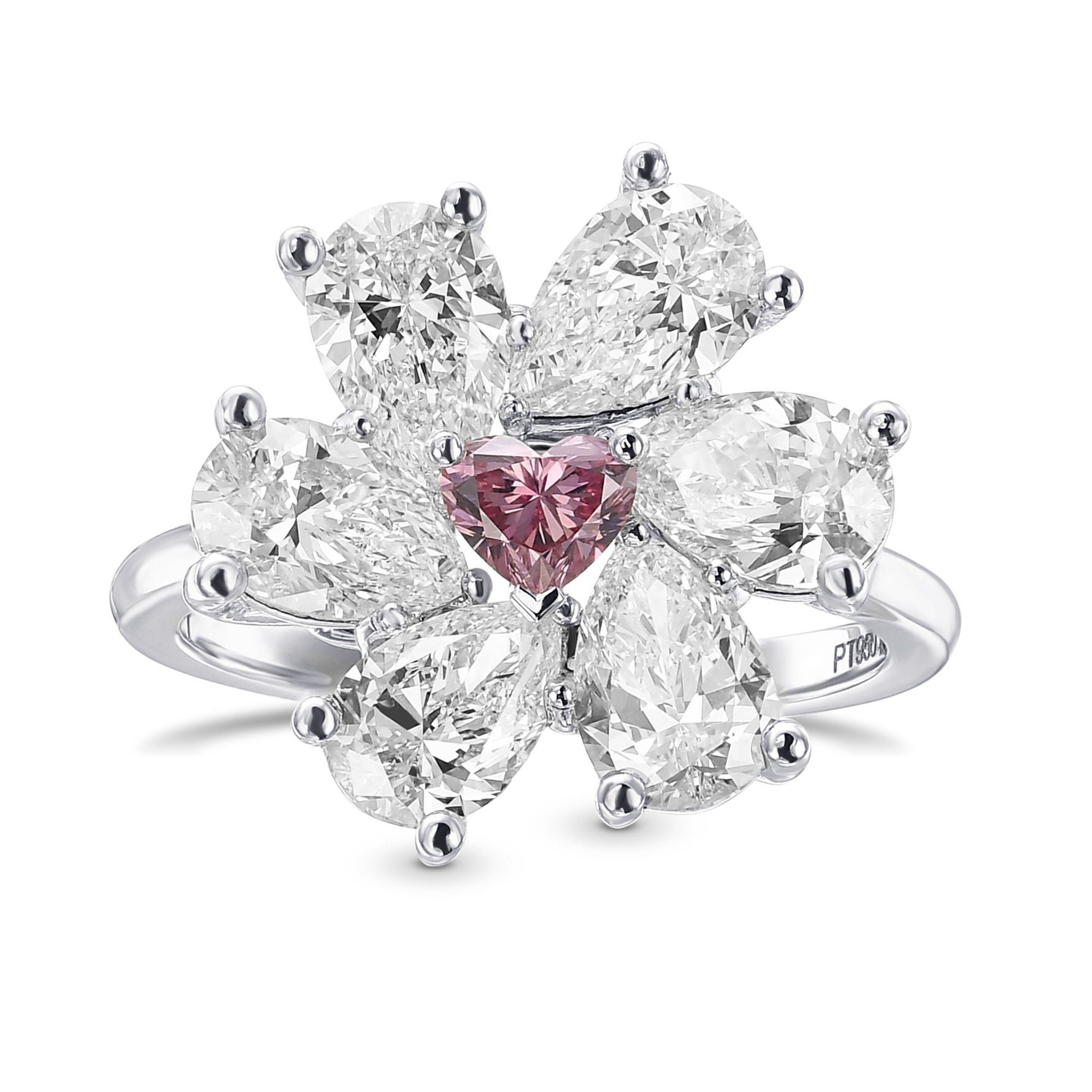 Fancy Intense Pink Heart & Pear Extraordinary Diamond Ring