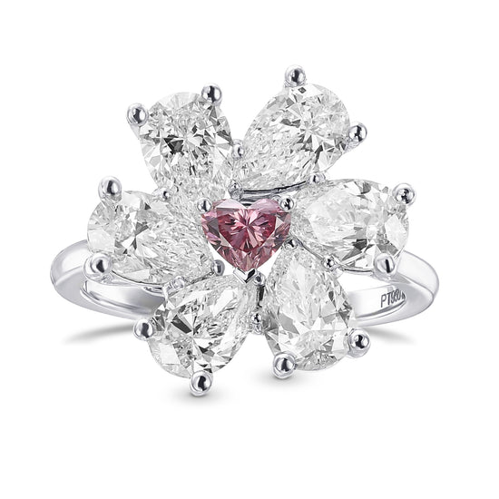 Fancy Intense Pink Heart & Pear Extraordinary Diamond Ring