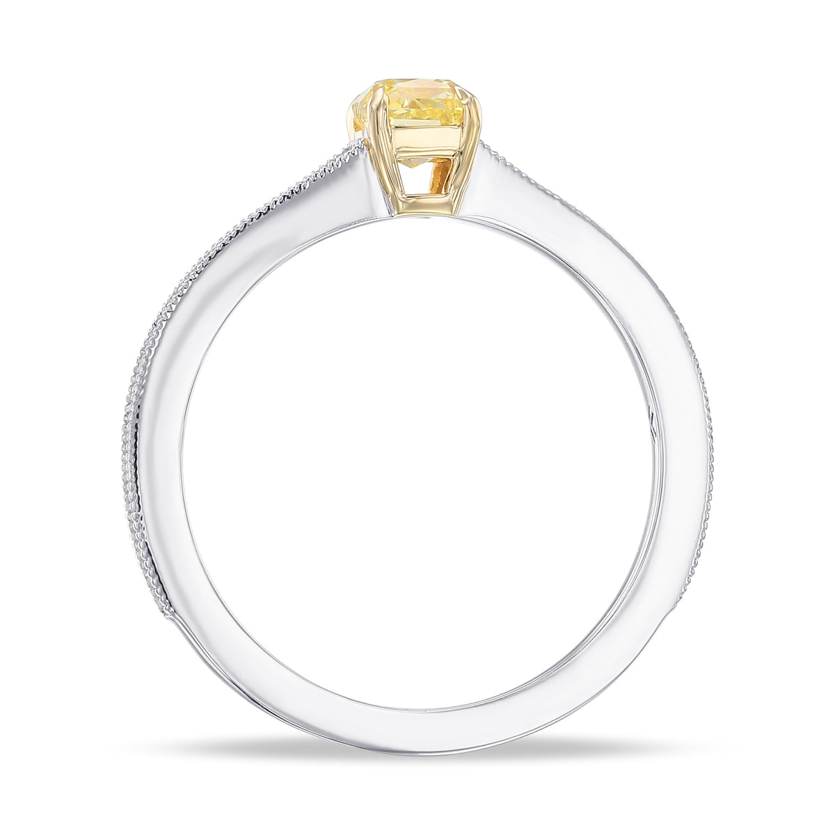 Fancy Intense Yellow Radiant Side-stone Diamond Ring