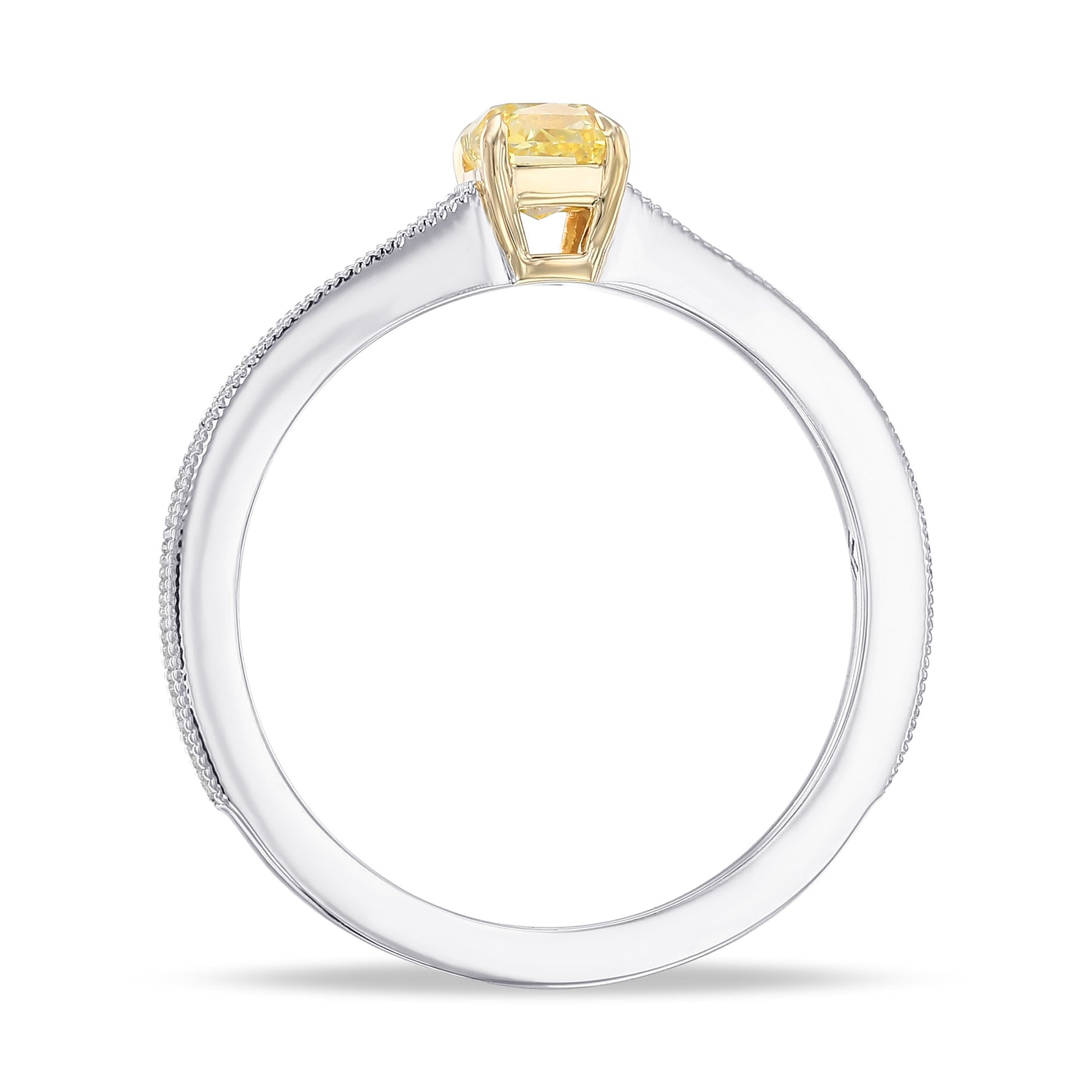 Fancy Intense Yellow Radiant Side-stone Diamond Ring