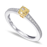 Fancy Intense Yellow Radiant Side-stone Diamond Ring