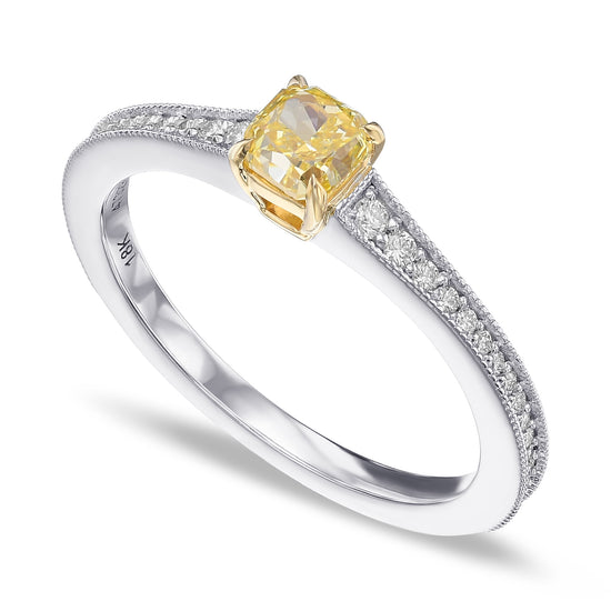 Fancy Intense Yellow Radiant Side-stone Diamond Ring