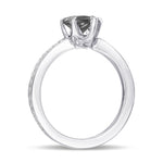 Fancy Dark Greenish Gray Side-stone Pear Diamond Ring