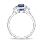 Emerald Sapphire and Trapezoid Diamond 3-Stone Ring 