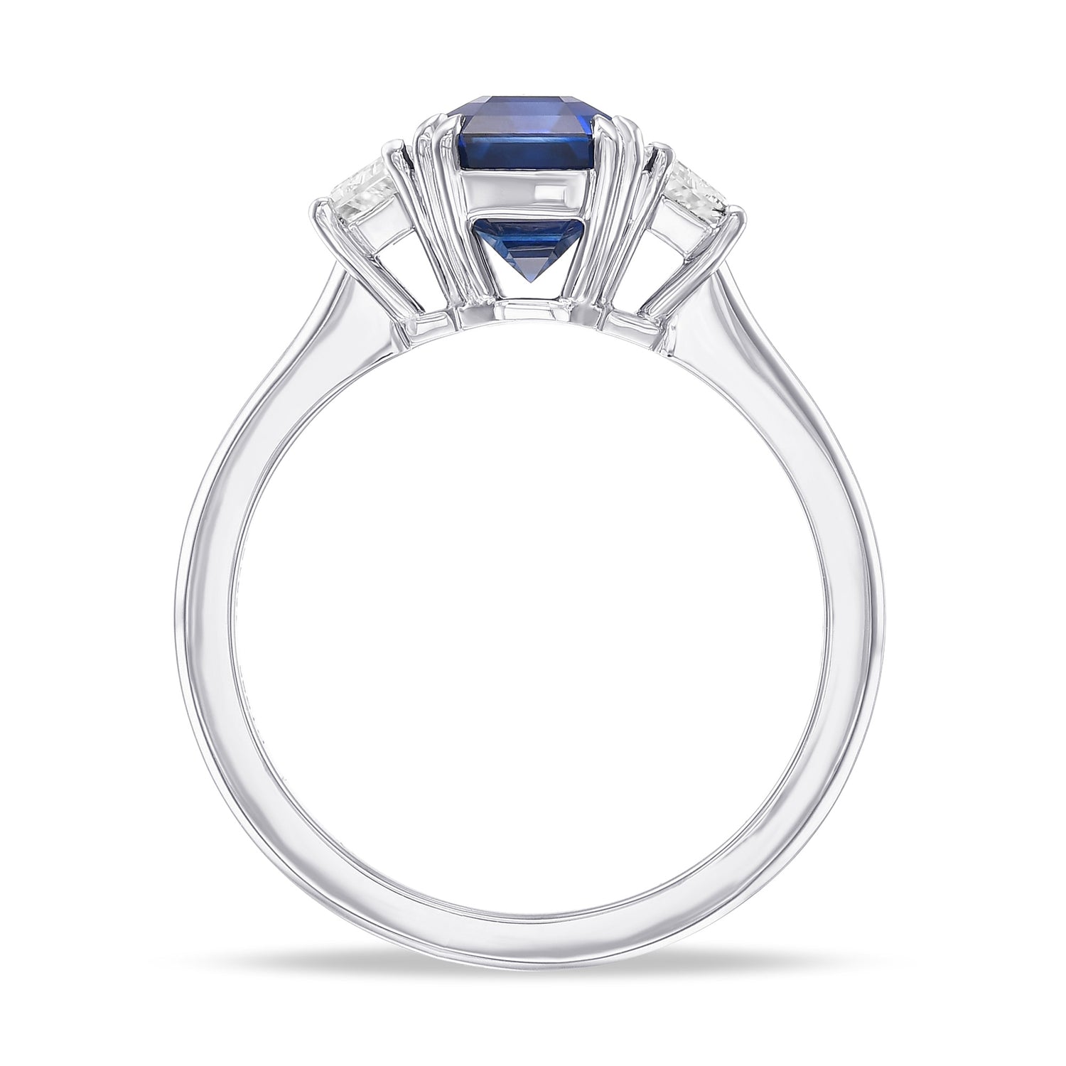 Emerald Sapphire and Trapezoid Diamond 3-Stone Ring 