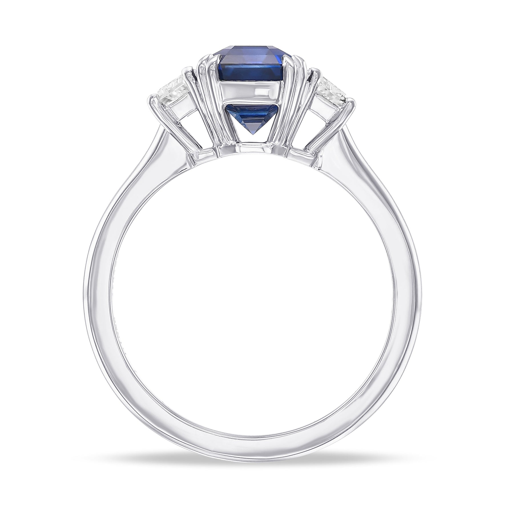 Emerald Sapphire and Trapezoid Diamond 3-Stone Ring 