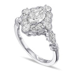 Oval Extraordinary Diamond Halo Side stone Ring