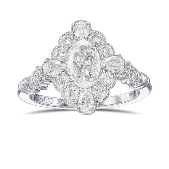 Oval Extraordinary Diamond Halo Side stone Ring