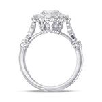 Oval Extraordinary Diamond Halo Side stone Ring