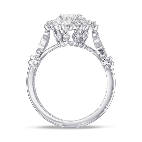 Oval Extraordinary Diamond Halo Side stone Ring