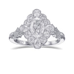 Extraordinary Oval Diamond Halo side stones Ring