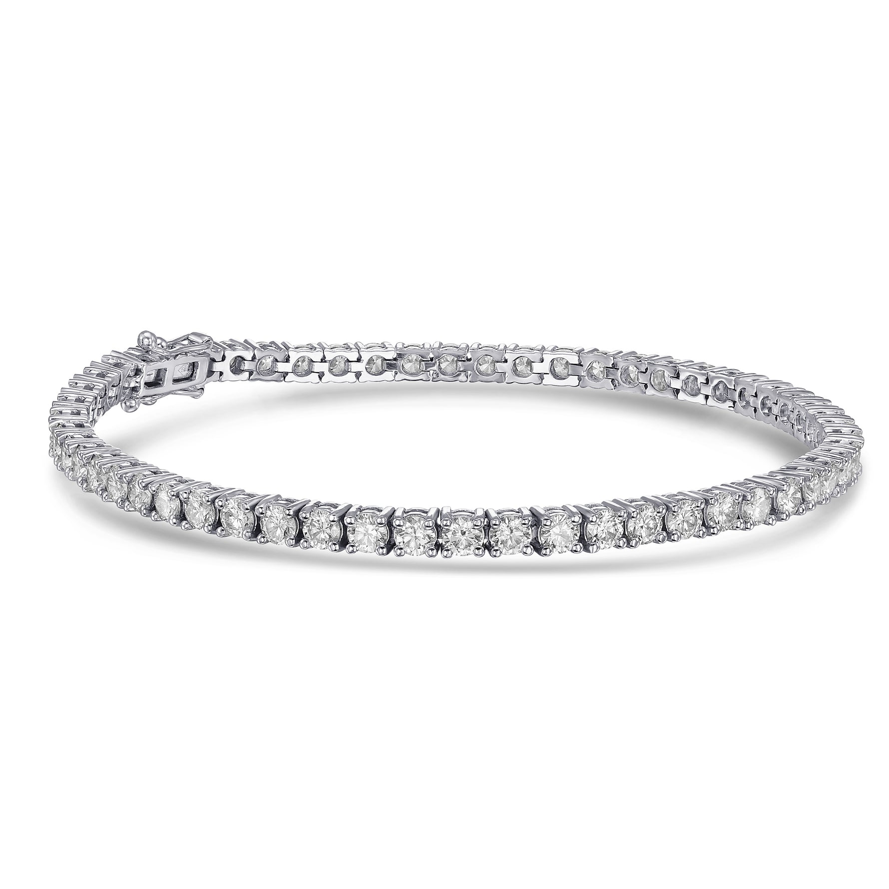 14K White Gold Round Brilliant Tennis Bracelet