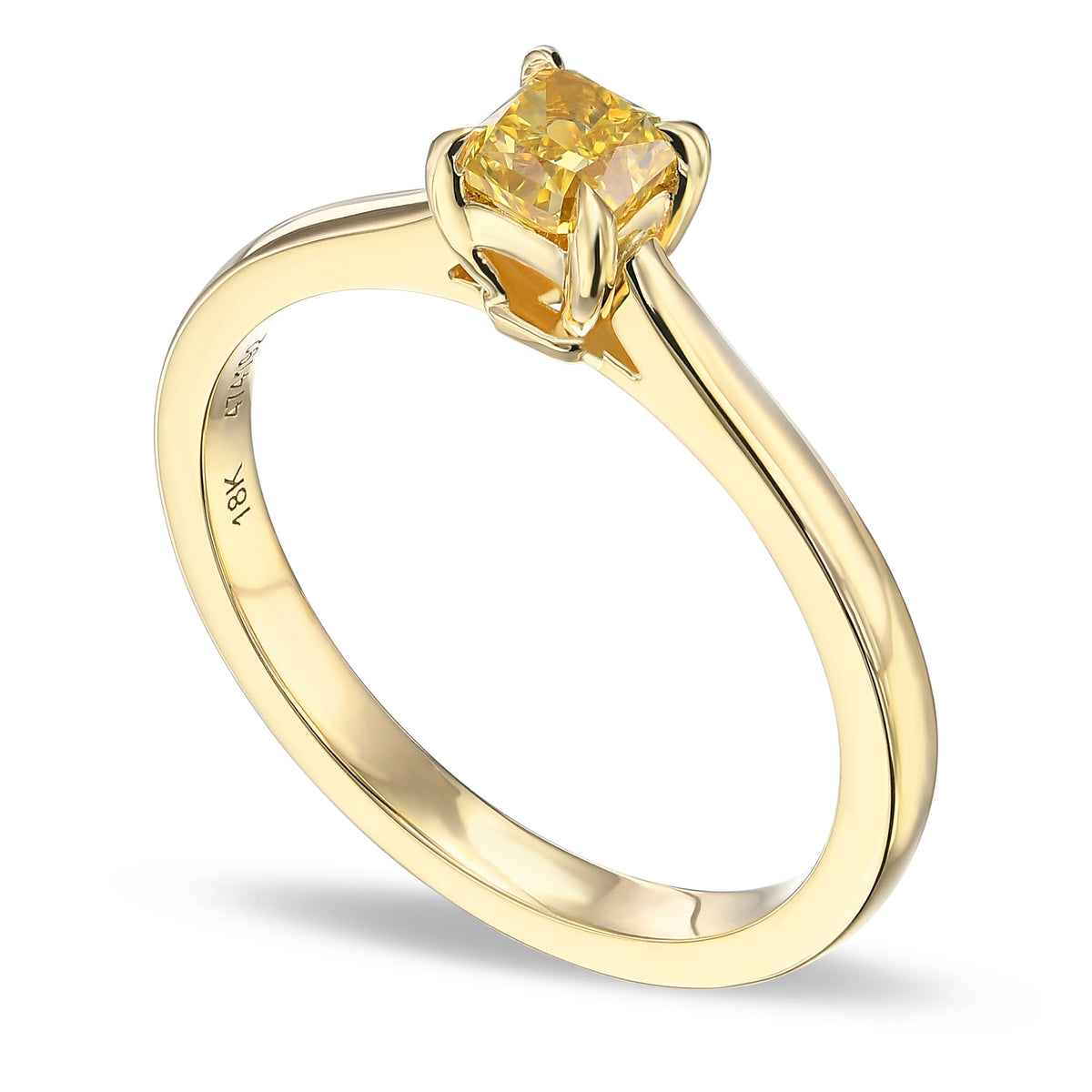 Fancy Deep Yellow Radiant Diamond Solitaire Ring