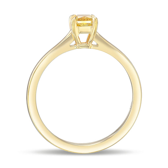 Fancy Deep Yellow Radiant Diamond Solitaire Ring