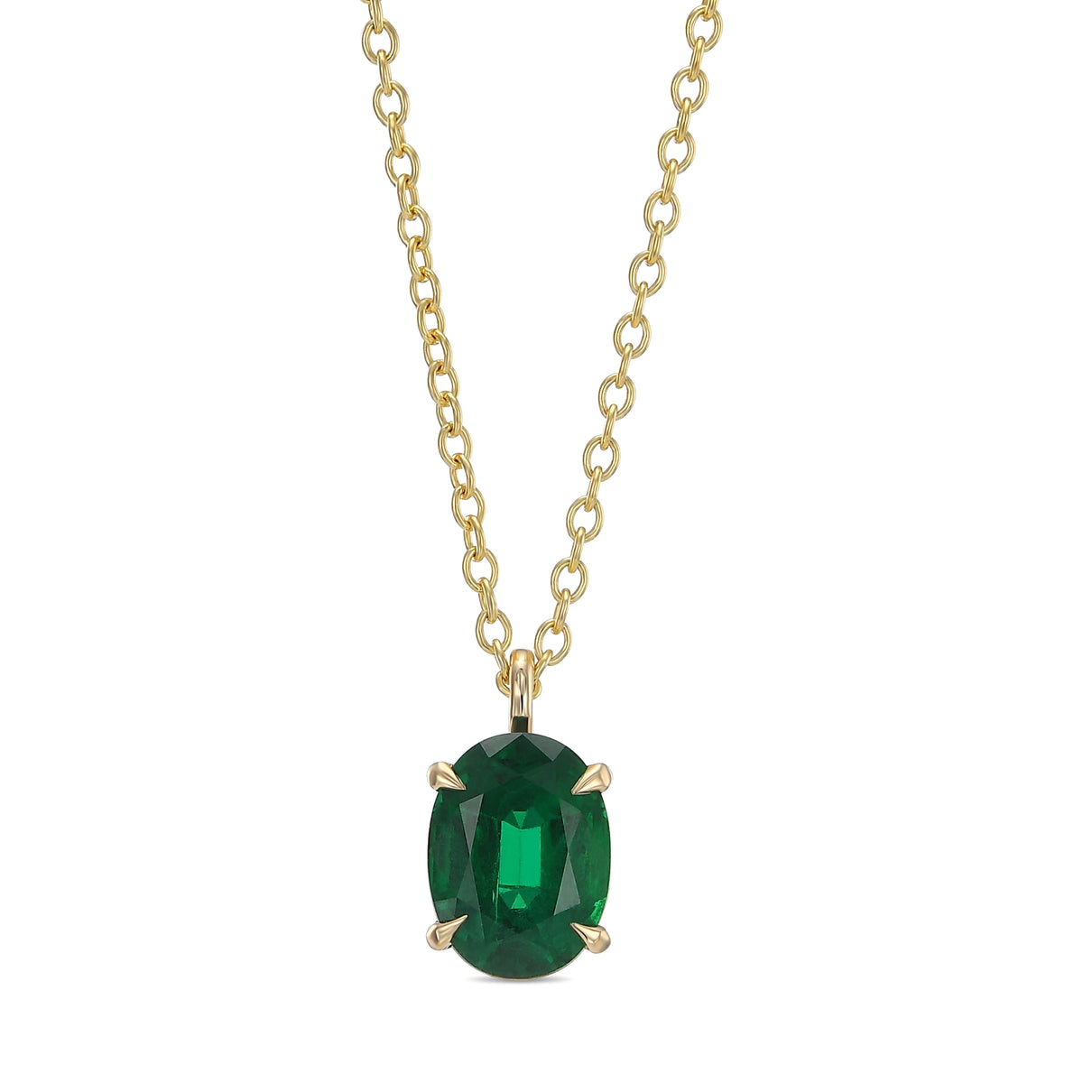 Oval Emerald Solitaire Pendant