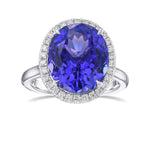 Oval Tanzanite and Diamond Halo Ring