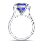 Oval Tanzanite and Diamond Halo Ring