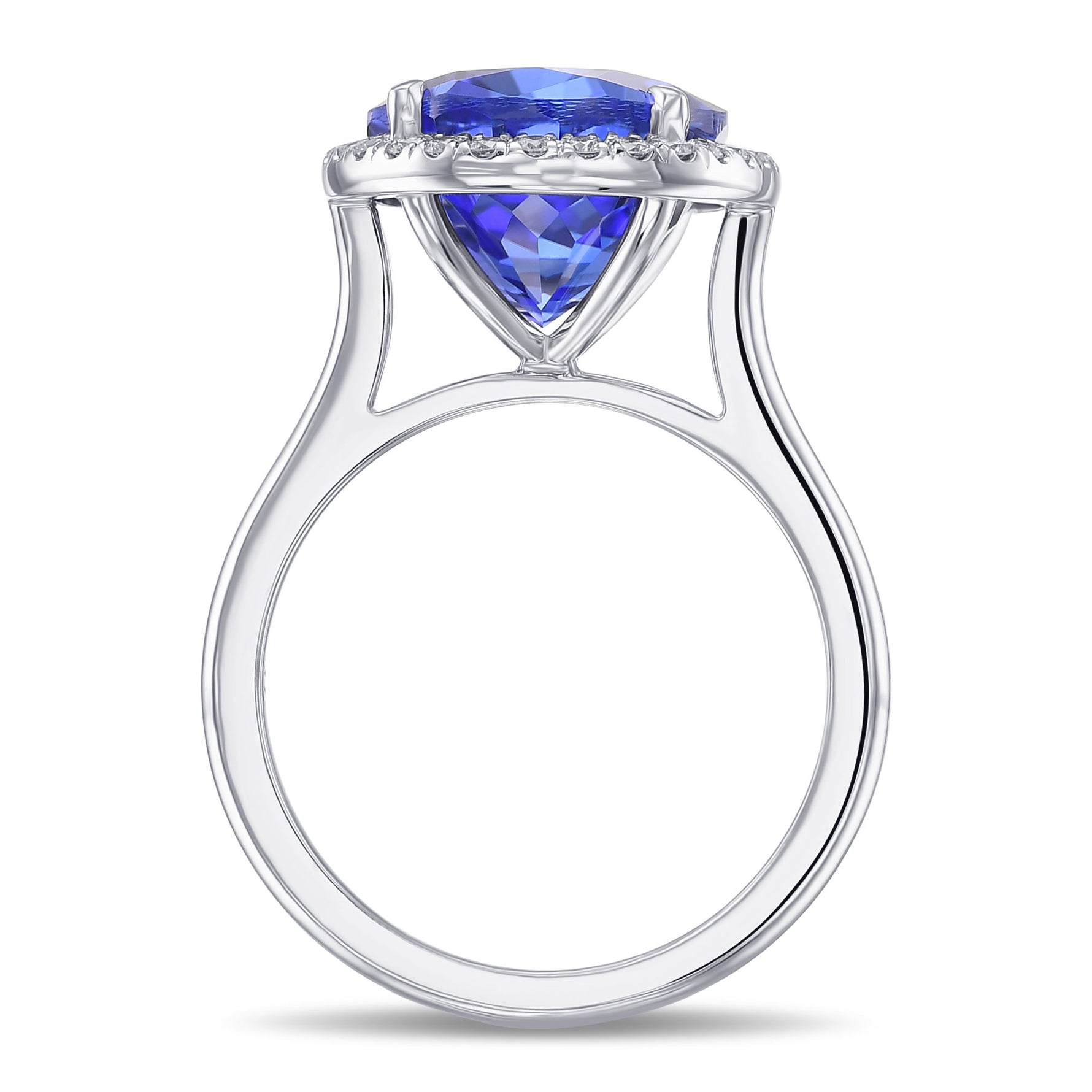 Oval Tanzanite and Diamond Halo Ring
