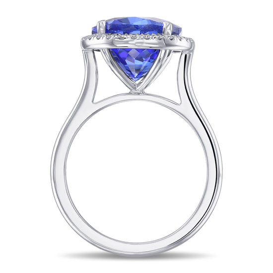 Oval Tanzanite and Diamond Halo Ring