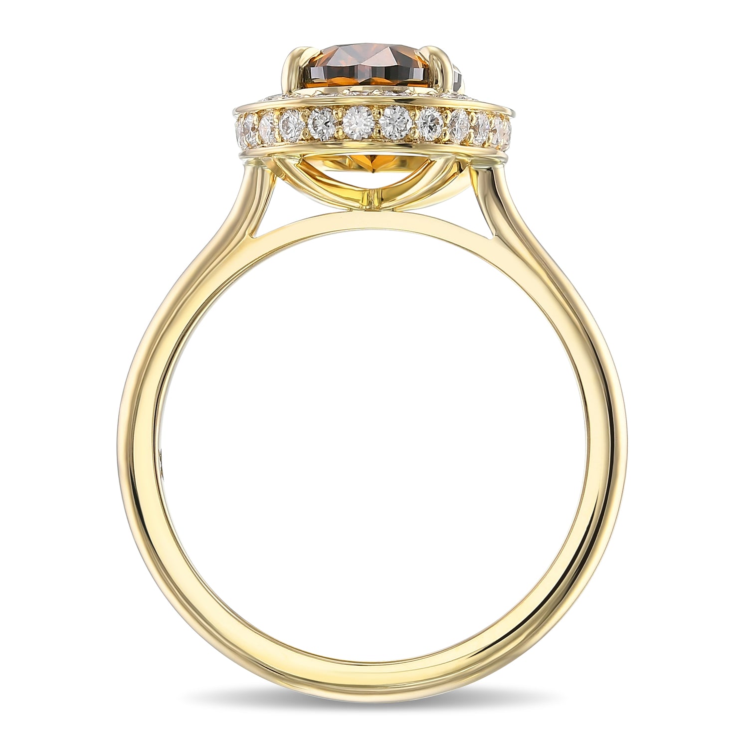 Fancy Deep Orange Brown Oval Halo Diamond Ring 