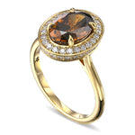Fancy Deep Orange Brown Oval Halo Diamond Ring 