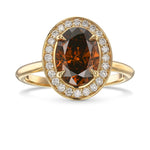 Fancy Deep Orange Brown Oval Halo Diamond Ring 