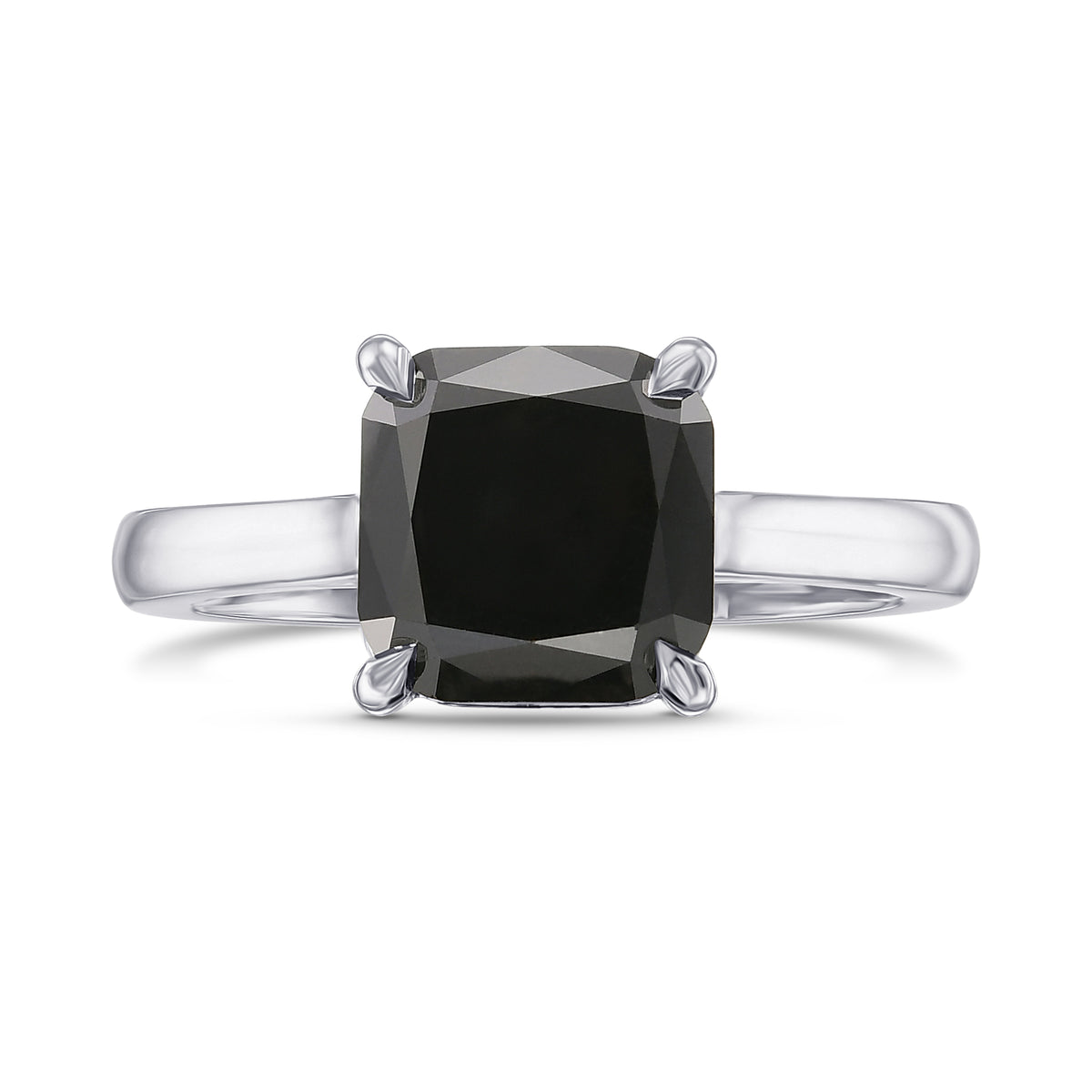 Fancy Black Cushion Solitaire Diamond Ring