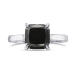 Fancy Black Cushion Solitaire Diamond Ring