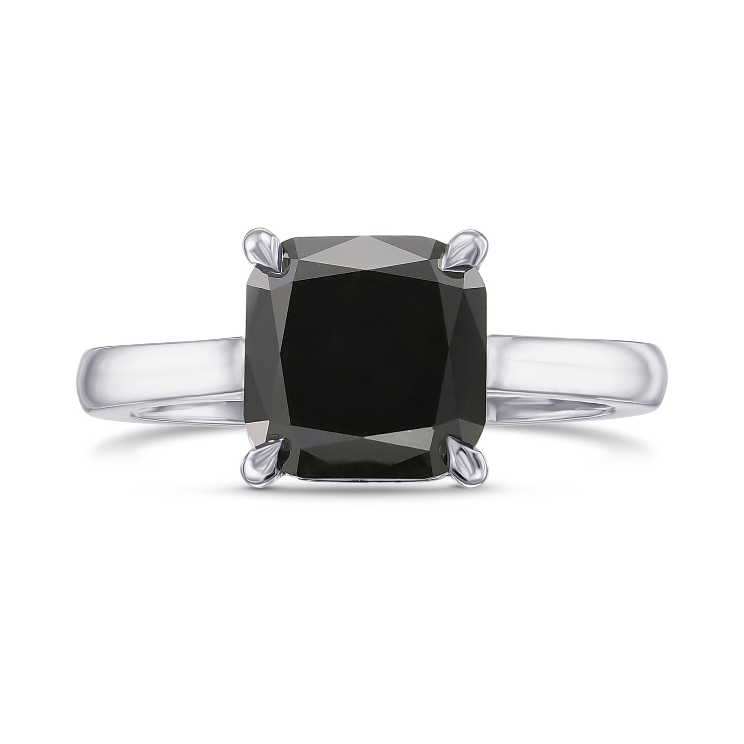 Fancy Black Cushion Solitaire Diamond Ring
