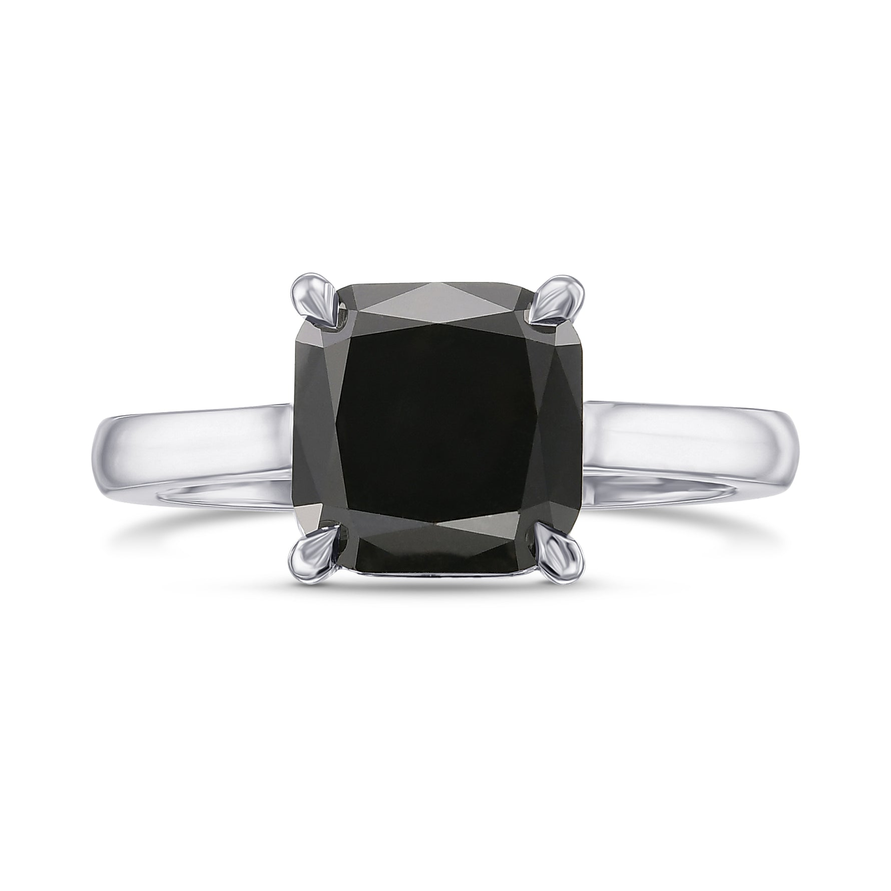 Fancy Black Cushion Solitaire Diamond Ring