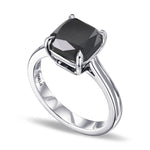 Fancy Black Cushion Solitaire Diamond Ring