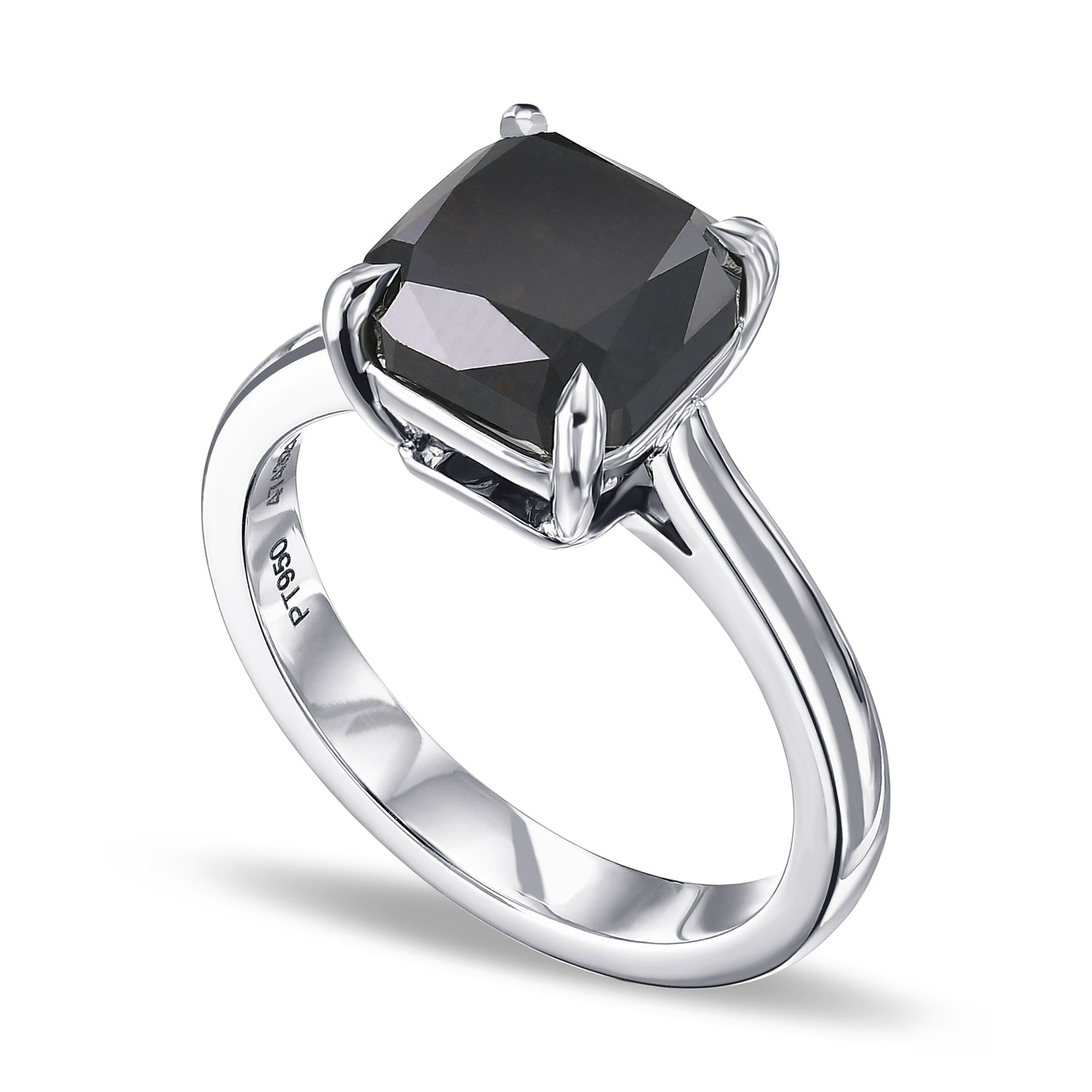 Fancy Black Cushion Solitaire Diamond Ring