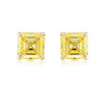 Fancy Intense Yellow Asscher-cut Diamond Stud Earrings