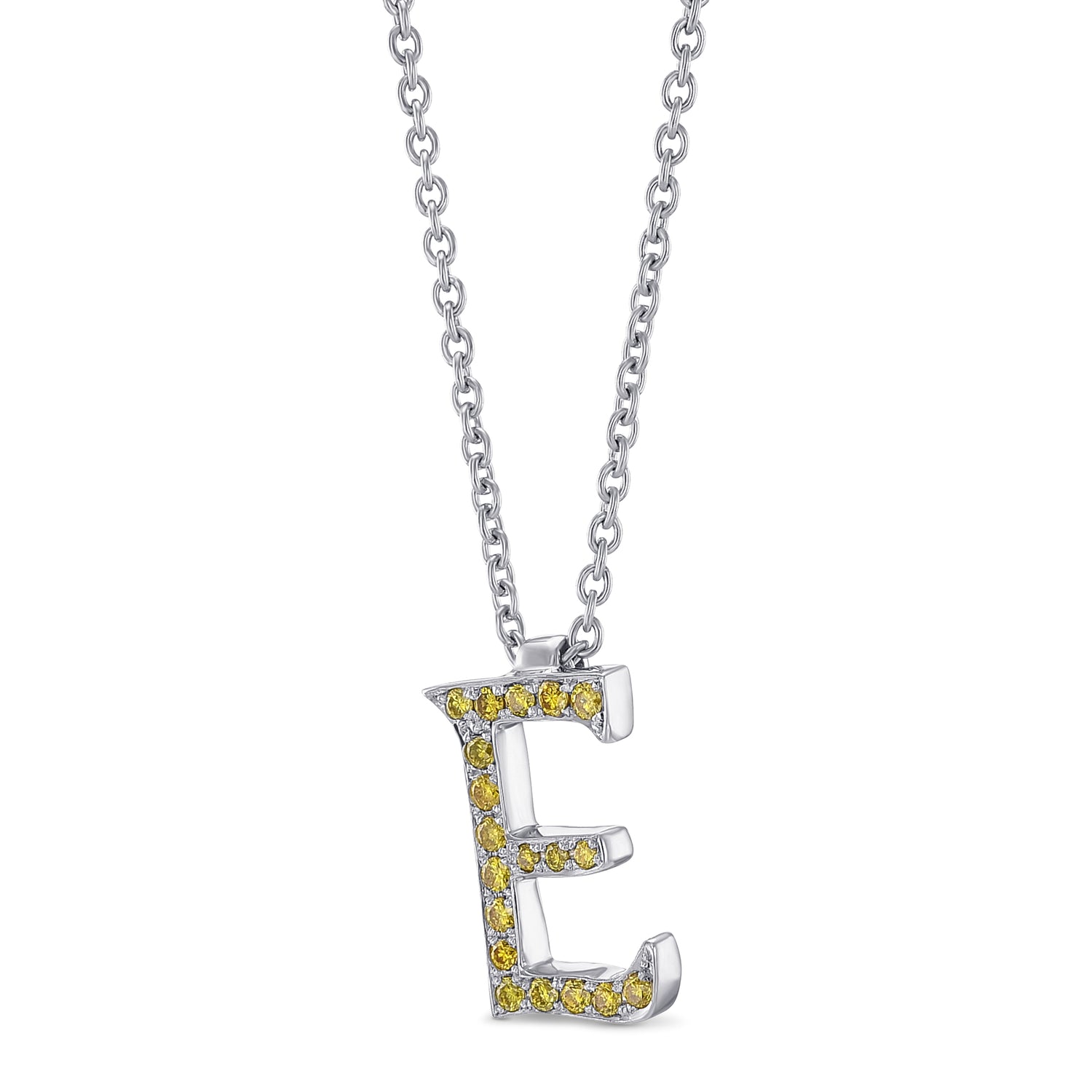  Fancy Vivid Yellow "E" Letter Pendant