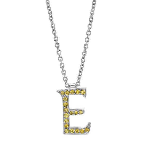  Fancy Vivid Yellow "E" Letter Pendant