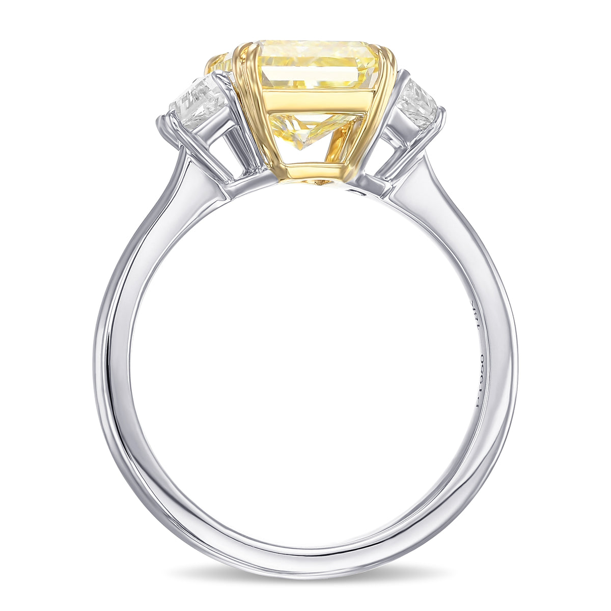 Fancy Yellow Radiant & Trapezoid 3-Stone Diamond Ring 